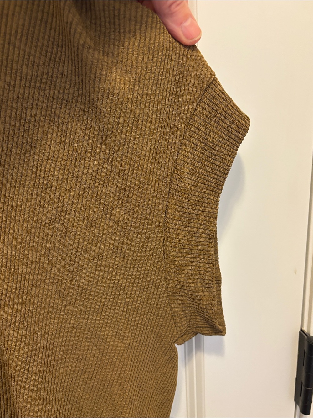Zara Ribbed Short Sleeve Top in Mustard Brown 🤎 Sz 8 - Picture 9 of 12